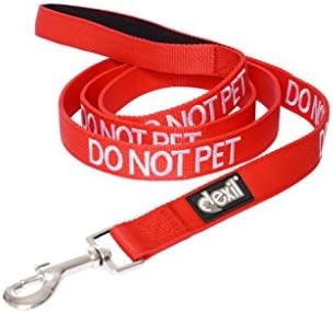 Dexil Limited DO NOT PET Red Color Coded 2 4 6 Foot Padded Dog Leash Prevents Accidents by Warning Others of Your Dog in Advance (6ft)