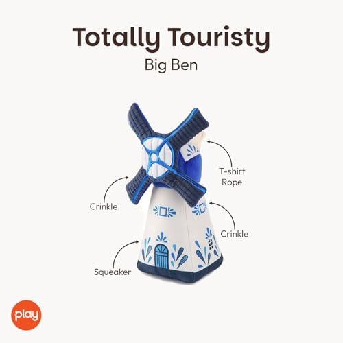 P.L.A.Y. PET LIFESTYLE AND YOU P.L.A.Y. Cute Plush Dog Toys - Totally Touristy Landmark Themed Durable Squeaker Chew Toy, Great for Puppies Dogs - Machine Washable (Dutch Windmill, X-Small)