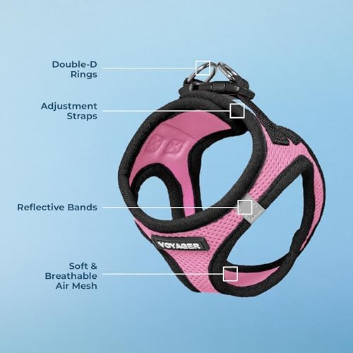 Voyager Step-in Air Dog Vest Harness - Pink/Black Trim, Small