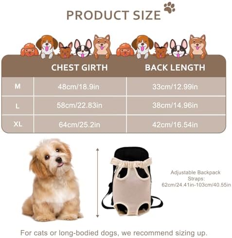 Personalized Dog Carrier Backpack with Name Embroidery, Adjustable Front-Facing Legs-Out Design, Custom Dog Carrier Bag with Breathable Tail Hole & Chest Support for Small/Medium Dogs (Black, X-Large)