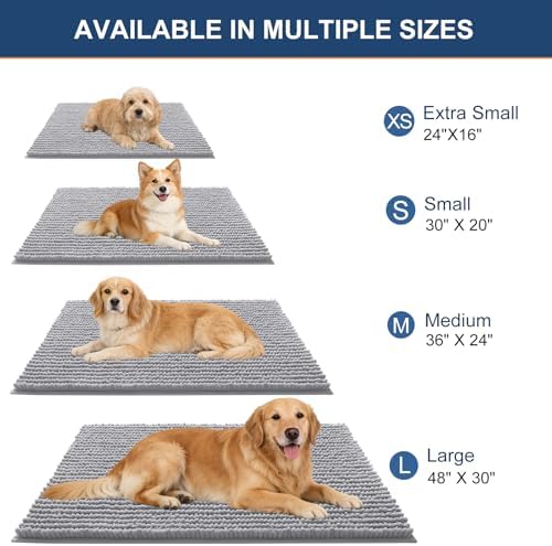 OLANLY Dog Door Mat for Muddy Paws 40x32, Extra Absorbent Chenille Mud Mat
