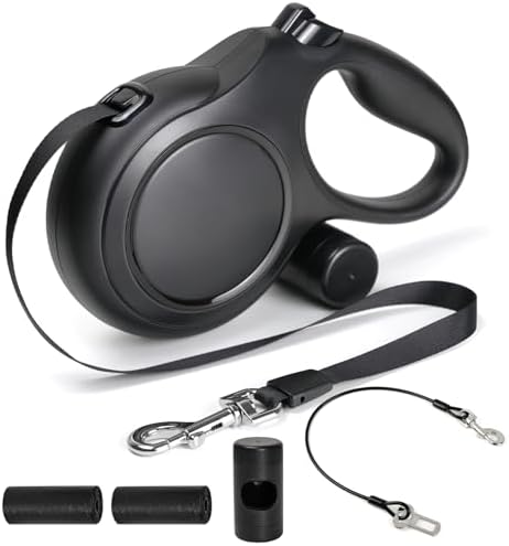 26ft Retractable Dog Leash for Large Dogs Up to 110lbs, Black