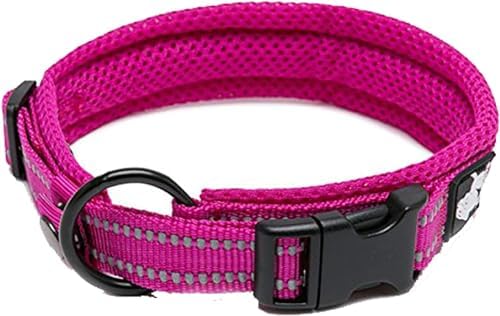 True Love Padded Reflective Breathable Nylon Dog Collar, Fushcia, XS