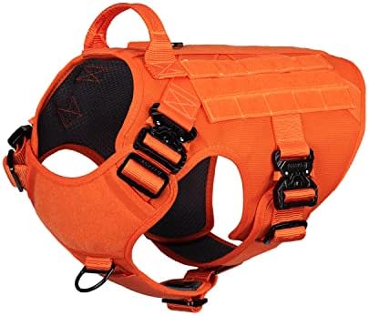 ICEFANG Tactical Dog Harness for X-Large Dogs,Full Metal Buckles Dog Vest