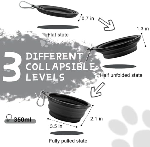 Rest-Eazzzy Collapsible Dog Bowls, 2 Pack Sturdy Portable Dog Water Bowls