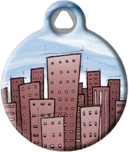Personalized United States Flags Pet ID Tags for Dogs and Cats, Cityscape, Large