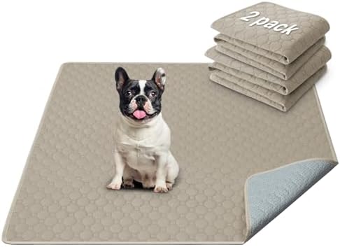 H.VERSAILTEX Premium Washable Pee Pads for Dogs 2 Pack Super Absorbent 100% Waterproof Reusable Non-Slip Quilted Puppy Training Pads for Crate Playpen Whelping & Potty Training(36"x36", Beige)