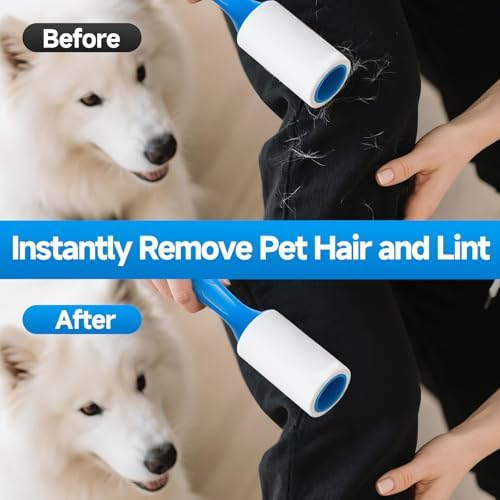 8 Pack 720 Sheets Lint Roller Refill Compatible with PetLovers, Extra Sticky Pet Hair Remover for Dogs & Cats, Pet Lint Roller Refill for Clothes, Furniture, Carpet, No Handle Included