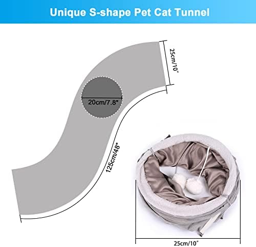 Ownpets S-Shape Cat Tunnel Toy 48"L x 10"D, for Cats, Puppies & Small Pets