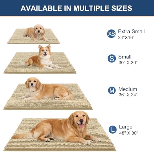 OLANLY Dog Door Mat for Muddy Paws 59x35, Extra Absorbent Chenille Mud Mat