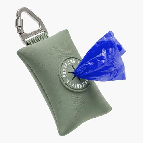 Dog Friendly Co. Poop Bag Holder for Leash, Doggie Waste Bag, Premium Khaki
