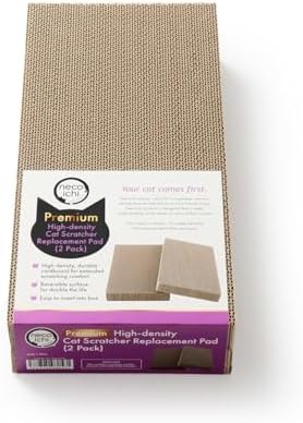 Necoichi Cardboard Cat Scratcher Bed for Indoor Cats - Cat Scratching Board (16" Regular, c. Replacement 2 Pads)