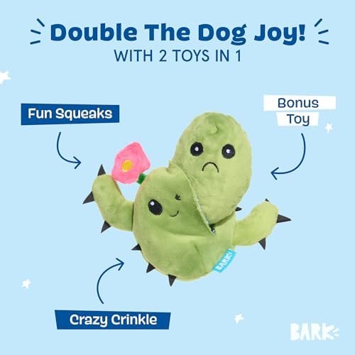 BarkBox Consuela the Cactus 2-in-1 Interactive Plush Dog Toy