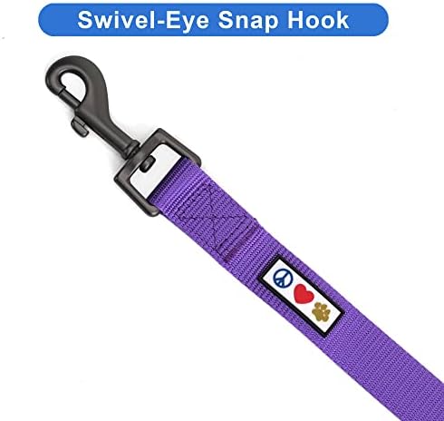 Pawtitas Personalized 6 ft Purple Dog Leash XS/S Custom Name and Phone Embroidery Strong Nylon Leash for Small Breeds