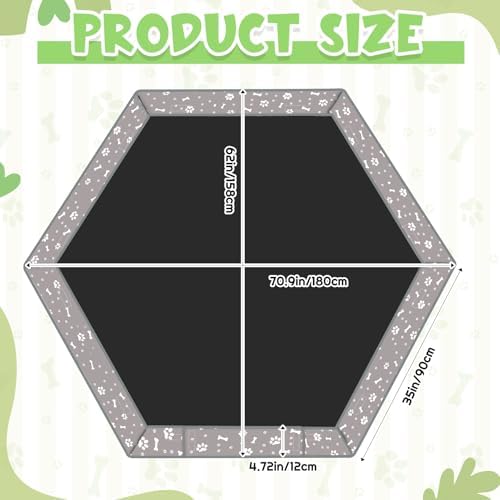 Marsui Dog Playpen Bottom Pad Fits for 36inch W and 24inch H 6 Panels Exercise Pet Dog Mat Puppy Crate Pad Reusable Washable Pet Training Pee Mat Hoop and Loop Design, Playpen Not Included (Gray)