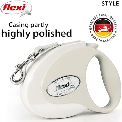 FLEXI® Style Tape Retractable Dog Leash, Medium, 16 ft - White/Grey