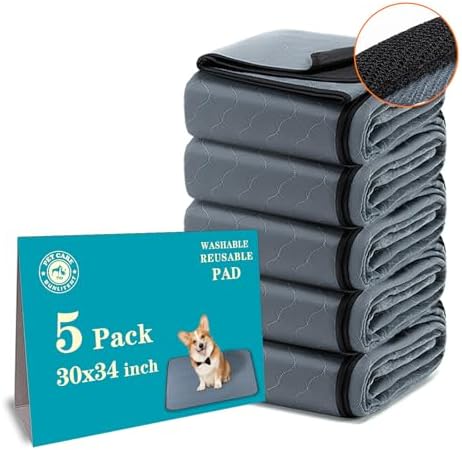 Bunlitent Reusable Pee Pads for Dogs, 5 Pack, 30"x34", Reusable Puppy Pads