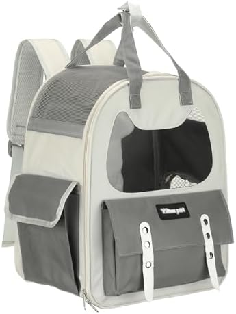 Cat Pet Backpack Carrier Gray 12"x8"x14" Travel Bag