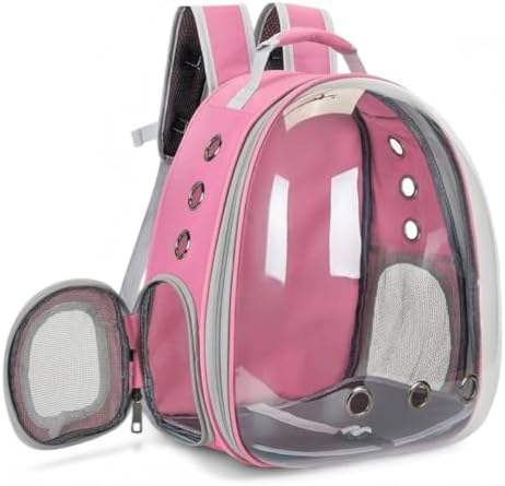 Transportín de Mochila burbuja para mascotas pequeñas y medianas – Diseño de cápsula transparente y transpirable – Bolso de viaje aprobado por aerolíneas, Color personalizado (Pink)