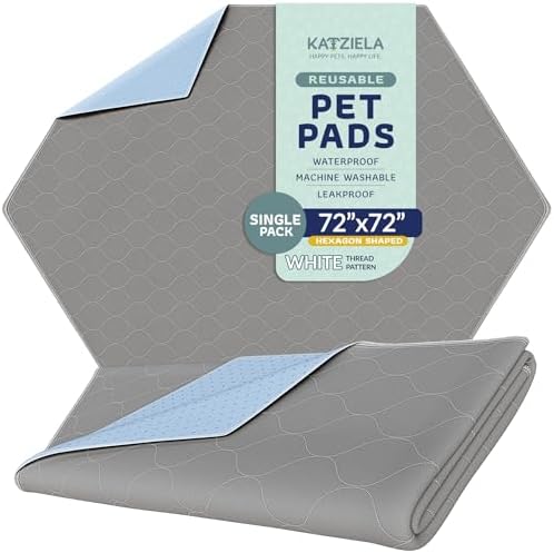 Katziela Hexagon Washable Pee Pads (72X72, White Stitching), White, Blue, Pink
