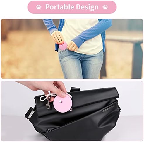 Retractable Dog Leash for Small and Medium Dogs up to 22lbs with 9.8ft Strong Nylon Tape, Hands Free, Portable and Lightweight Leash with Wrist Strap, One-Hand Brake, Tangle Free (Pink)
