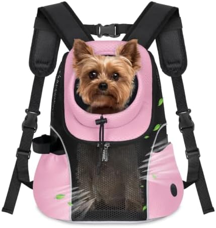 WOYYHO Pet Dog Carrier Backpack, Ventilated Mesh Small Dog Front Backpack