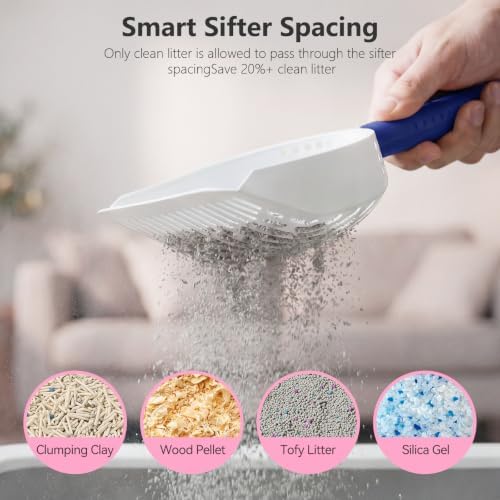 Cat Litter Scoop with Holder, 3 in 1 Metal Kitty Scooper
