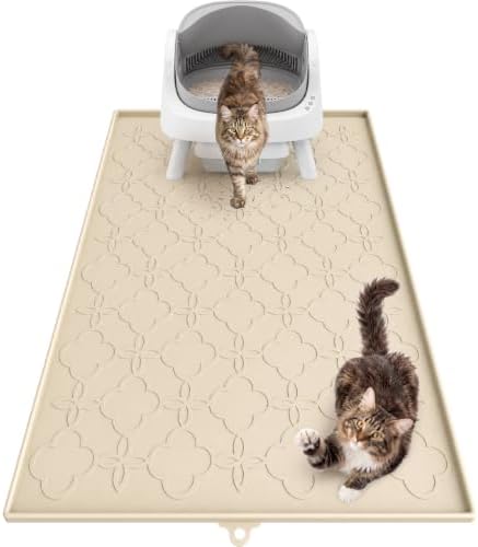 Pawtners Cat Litter Mat Extra Large 42" X 30", Easy to Clean, Beige, 1 Pack
