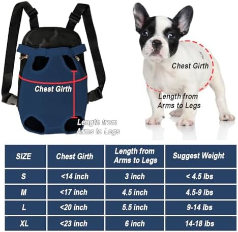 FEimaX Dog Carrier Backpack Pet Legs Out Front Cat Travel Bag, Adjustable Puppy Backpacks Carriers Hands-Free for Small Medium Dogs Cats Hiking Traveling Camping Daily Walking
