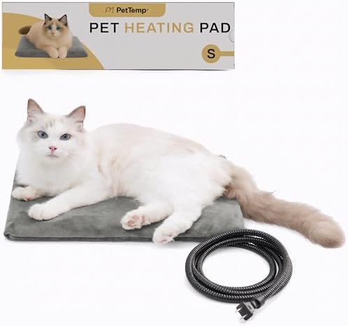 Pet Heating Pad for Cats Dogs Indoor & Sheltered Outdoor Waterproof Heated Cat Bed Heated Dog Bed Chew Resistant Cord Constant Temperature Electric Warming (Grey, S: 16" × 13" × 1.3")