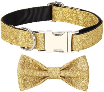 Bling Dog Collar with Removable Bowtie for Dogs Party Wear