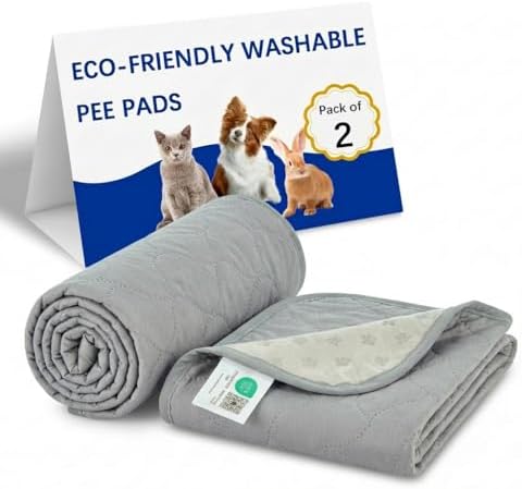 Gentle Purr Washable Dog Pee Pads, 18 x 24 Inch, 2 Pack, Gray