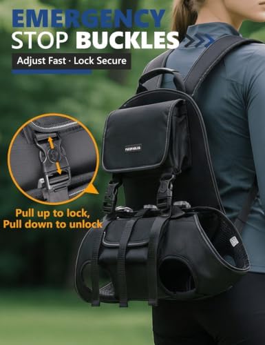 Dog Backpack Carrier(5-10lbs), Pet Lift Carrier for Small Medium Dogs, Breathable Mesh Comfortable Adjustable Straps, Lightweight Travel Backpack for Pet Disabled, Injuries, Hiking, Walking