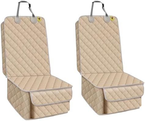 Bark Lover Car Seat Covers Front Seats,Car Seat Protector for Dogs,Scratch-Proof Dog Car Seat Cover,Universal Fit for Cars Trucks SUVs(Warm Beige,2 Pack)