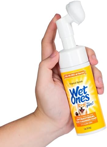 Wet Ones for Pets Antibacterial Dog Paw Cleaner with Built-In Brush, Foaming No-Rinse Formula for Cleaning Dirty Paws After Walks, Gentle Everyday Paw Wash for Dogs, 5 Oz - 2 Pack