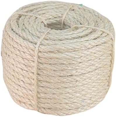 Premium Brazilian Sisal Rope, Natural Fiber 100% Sisal, Ultra Durable, Chemical-Free, Ideal for DIY, Cats, Scratching Post Replacement, Home Decor, Garden, Crafting (5/16” 100 ft / 8mm 30m)