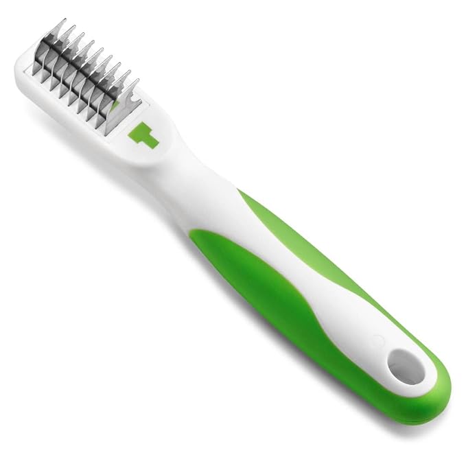 Andis 66055 Dematting 9-Blade Tool - Reduces Shedding, Safe on Wet or Dry Hair - Removes Dead Hair & Eliminates Tangles - Anti-slip, Easy-Grip Handle & Suitable for Various Pets – Green