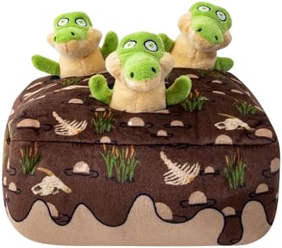 Hollypet Squeaky Hide and Seek Dog Toys for Small and Medium, Crocodile