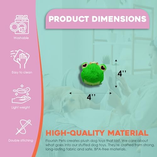 Flourish Pets 2 in 1 Multi-Layer Chew Toy for Active Dogs | Non-Toxic BPA Free Double Stitched Soft Fabric Exterior Dog Toys | Long-Lasting Dog Plush Toys – Love Frog 3.5"