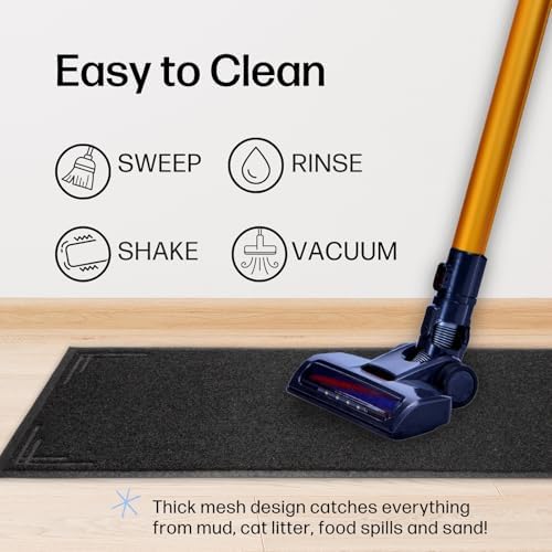 Long Cat Litter Mat Runner 2'x6' - Trap Dirt, Mud and Cat Litter - Premium Waterproof PVC Mesh, Non Slip Rubber Runner for Pets, Entry, Mudroom, Garage, Laundry, RV - Litter Mat XL (Black Modern)