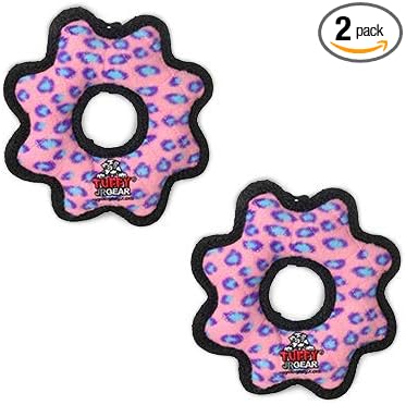 TUFFY® : 2 Pack Gear Ring Dog Toy: Ultra Durable Plush Toy with Multiple Layers & Reinforced Seams, Washable and Floats, Original Construction