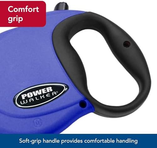 Coastal Pet Power Walker Dog Retractable Leash - Reflective Dog Leash - Stop-and-Release Control Button - Comfort Grip Handle - Red - X-Small