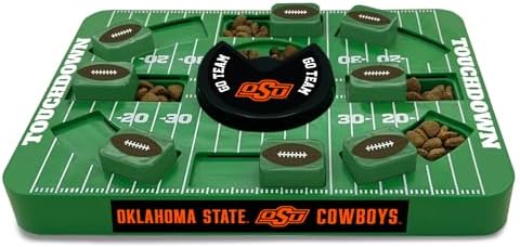 Pets First NCAA Oklahoma State Large Puzzle Toy, New Size, Interactive Dog Treat & Slow Feeding Toy