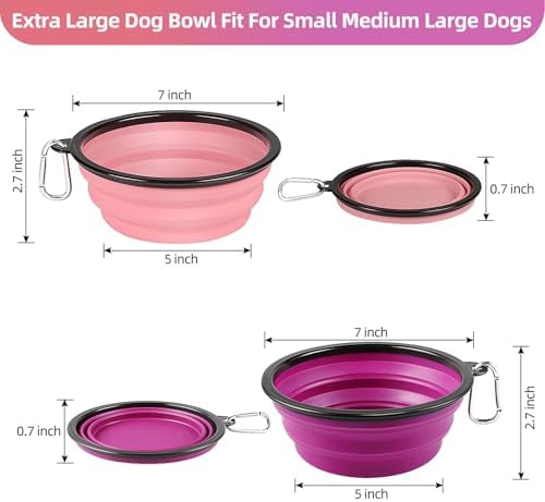 Kytely Large Collapsible Dog Bowls 2 Pack, 34oz Foldable Dog Travel Bowl