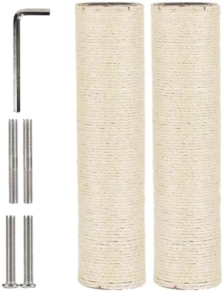BNOSDM 2 Pcs M8 Cat Scratching Post Replacement Poles 11.8 x 2.75 in Cat Tree Tower Scratch Ropes Refill Sisal Pole Part for Refurbishment Hemp White