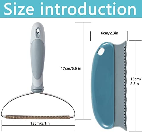 Reusable Lint Roller, Dog Cat Hair Remover, Dog Hair Carpet Rake Remove Everyday Furniture, Clothes, Car Upholstery Pet Hair, 2-Pack Combination Carpet Hair Removal Tool Gray