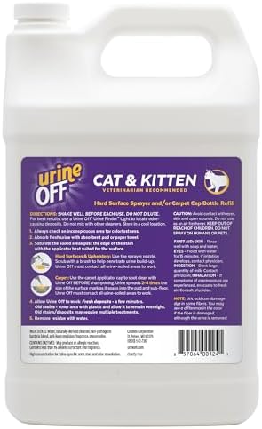 Urine Off Kitten & Cat Pet Stain Remover | Fresh Scent Carpet Cleaner | Bio Enzymatic Stain & Urine Odor Eliminator | Pet Safe Cleaner | 1 gal.