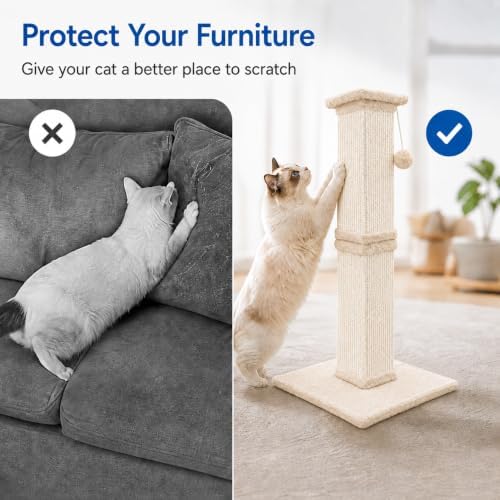 Cat Scratching Post for Indoor Cats, Sisal Cat Scratcherl, 32 Inch