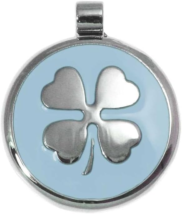 LuckyPet Clover Jewelry Tag - Pet Identification Tag for Dogs & Cats - Custom Engraved on The Back Side - Size: Small, Color: LightBlue