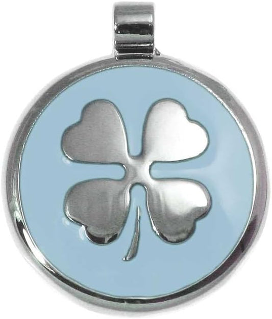 LuckyPet Clover Jewelry Tag - Pet Identification Tag for Dogs & Cats - Custom Engraved on The Back Side - Size: Small, Color: LightBlue